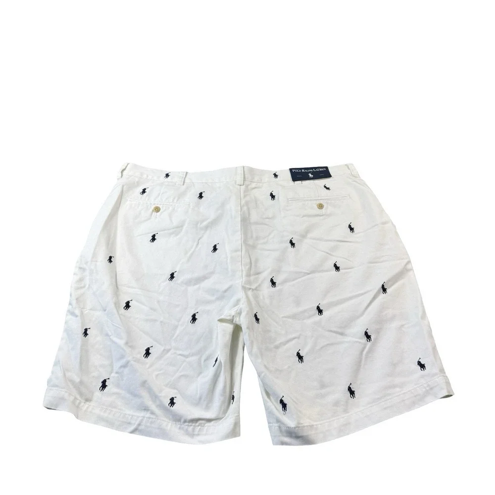 Polo Ralph Lauren White Blue Embroidered Prospect Chino Short AOP Size 40 NWT